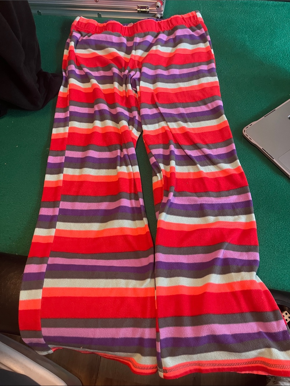 Xhilaration Striped Fleece Pajama Pants in Red, Purple & Gray